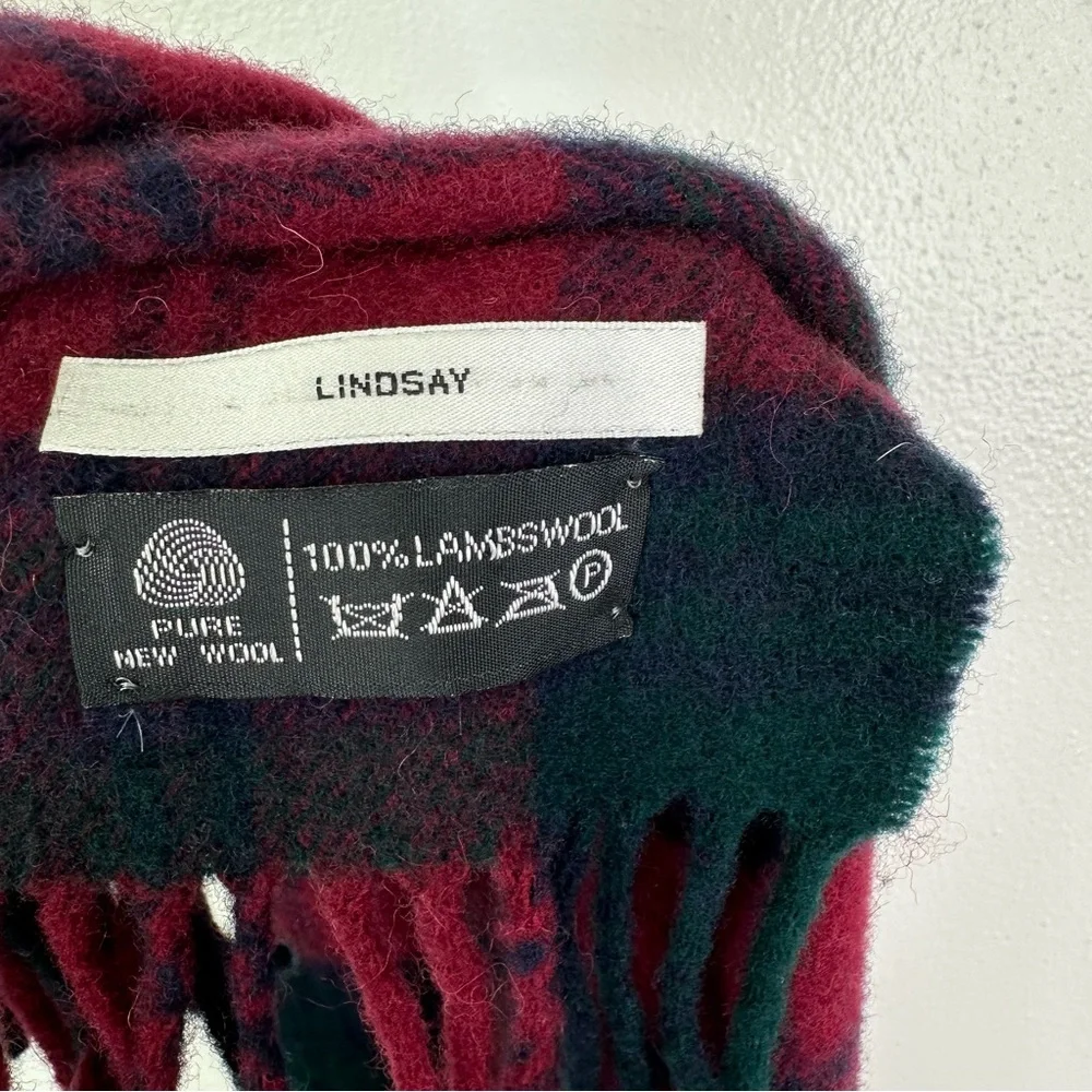 Lambswool Lindsey Tartan Fringe Scarf Red Green 11.75